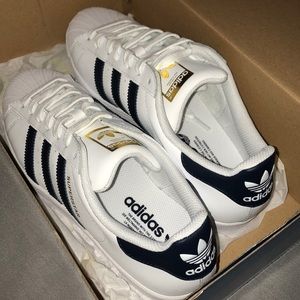 ADIDAS SUPERSTARS NAVY/BLACK WOMENS 8 1/2